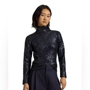 Polo Ralph Lauren | Navy Sequin Turtleneck Top